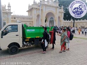 a garbage collection van in Mysuru city